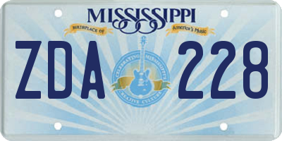 MS license plate ZDA228