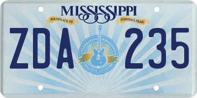 MS license plate ZDA235
