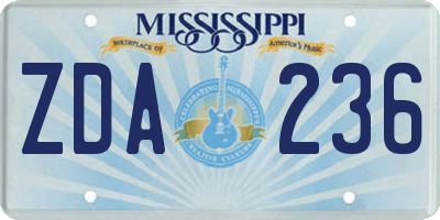 MS license plate ZDA236