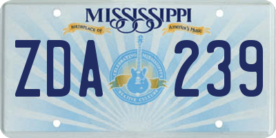 MS license plate ZDA239