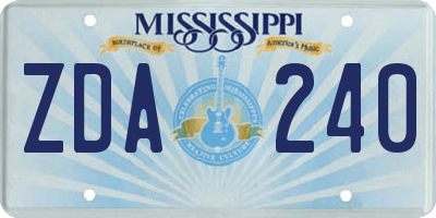 MS license plate ZDA240