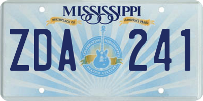 MS license plate ZDA241