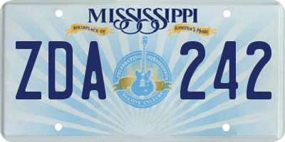MS license plate ZDA242