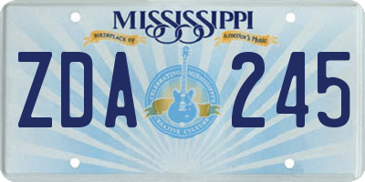 MS license plate ZDA245