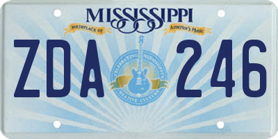 MS license plate ZDA246