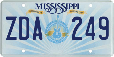 MS license plate ZDA249