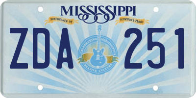 MS license plate ZDA251