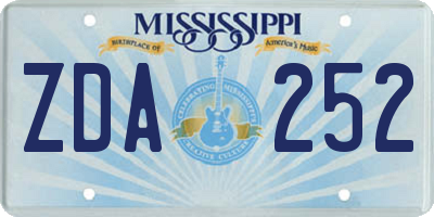 MS license plate ZDA252