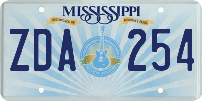 MS license plate ZDA254