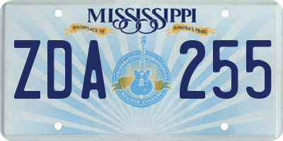 MS license plate ZDA255