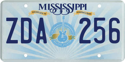 MS license plate ZDA256