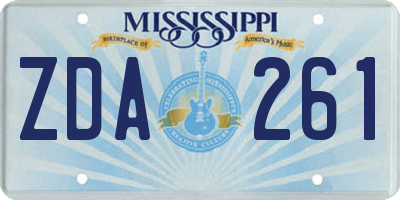 MS license plate ZDA261