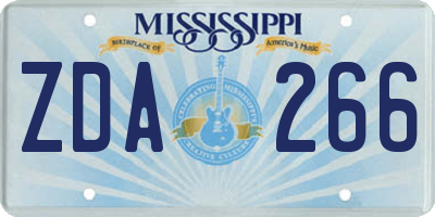 MS license plate ZDA266