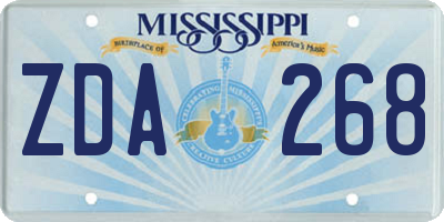 MS license plate ZDA268