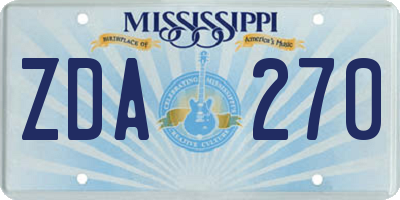 MS license plate ZDA270