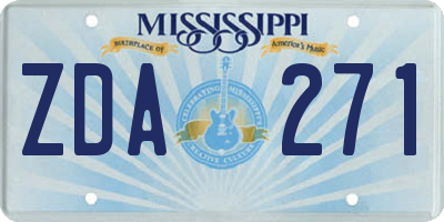 MS license plate ZDA271