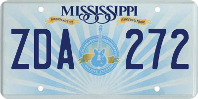 MS license plate ZDA272