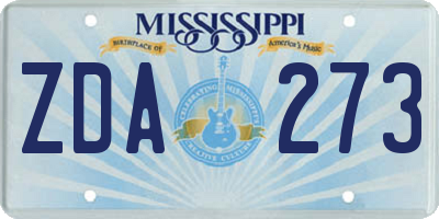 MS license plate ZDA273
