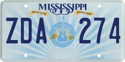 MS license plate ZDA274