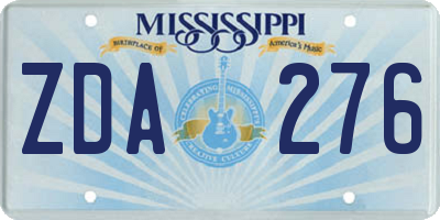 MS license plate ZDA276