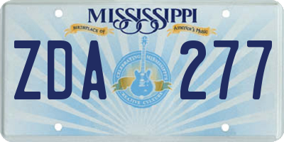 MS license plate ZDA277