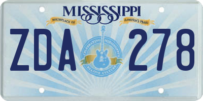 MS license plate ZDA278