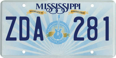 MS license plate ZDA281