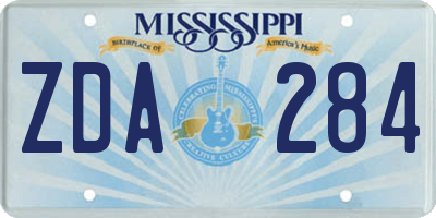 MS license plate ZDA284