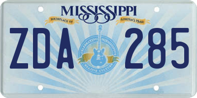 MS license plate ZDA285