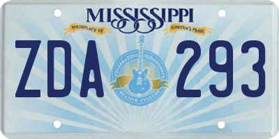MS license plate ZDA293