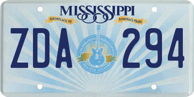 MS license plate ZDA294