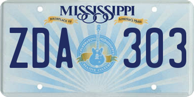 MS license plate ZDA303