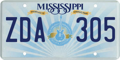 MS license plate ZDA305