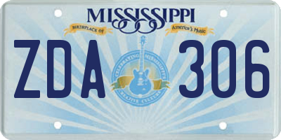MS license plate ZDA306
