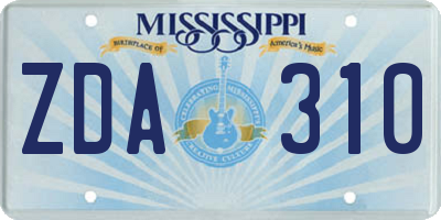 MS license plate ZDA310