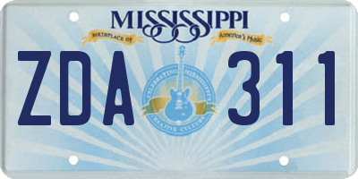 MS license plate ZDA311