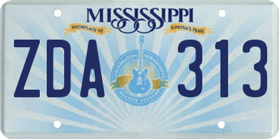 MS license plate ZDA313
