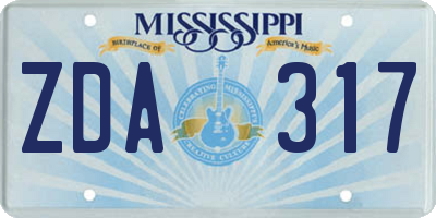 MS license plate ZDA317