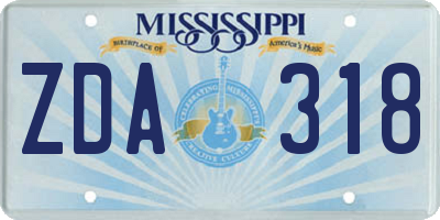 MS license plate ZDA318