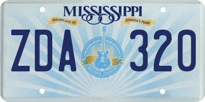MS license plate ZDA320