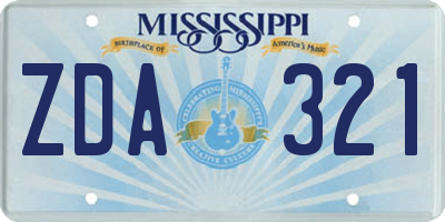 MS license plate ZDA321