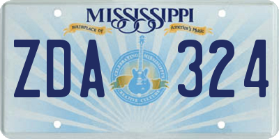 MS license plate ZDA324
