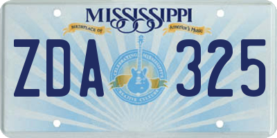 MS license plate ZDA325
