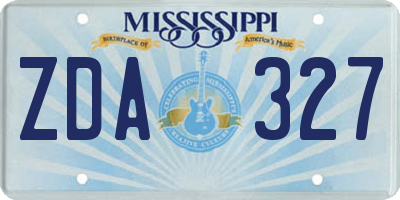 MS license plate ZDA327