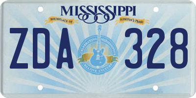 MS license plate ZDA328