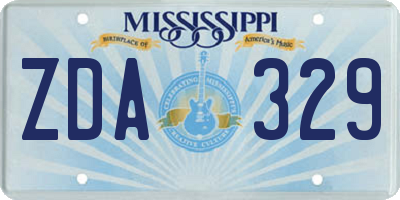 MS license plate ZDA329