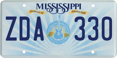 MS license plate ZDA330