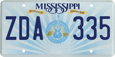 MS license plate ZDA335