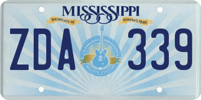 MS license plate ZDA339