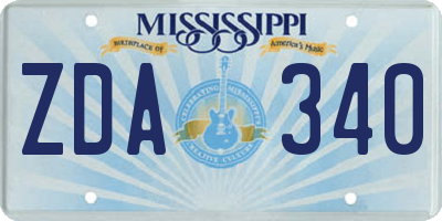 MS license plate ZDA340